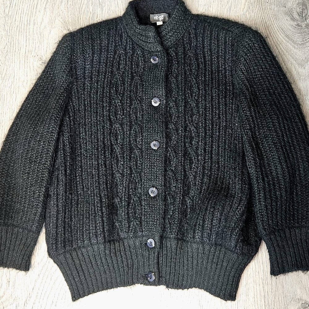 Vintage Upcycled Cable Knit Ribbed Bomber Jacket